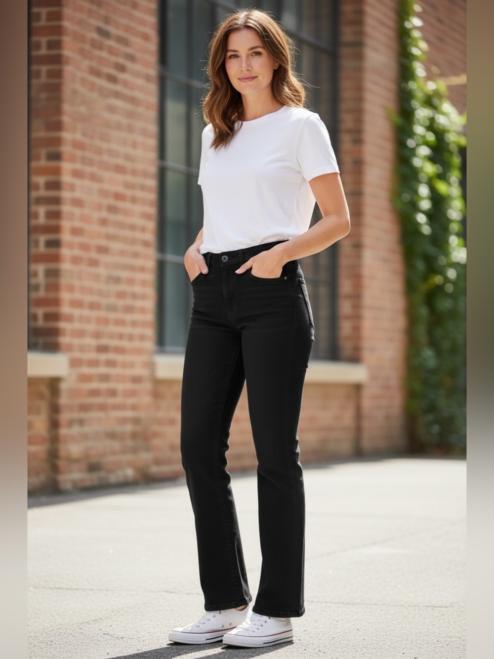 Lauren Ralph Lauren High Rise Bootcut Coated Black Jeans Women's Size 12 NWT - Picture 3 of 7
